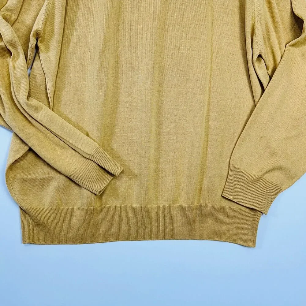 Jos A Bank Silk Sweater Size XXL Mock Neck Yellow‎ Gold Vintage Business - Picture 6 of 13